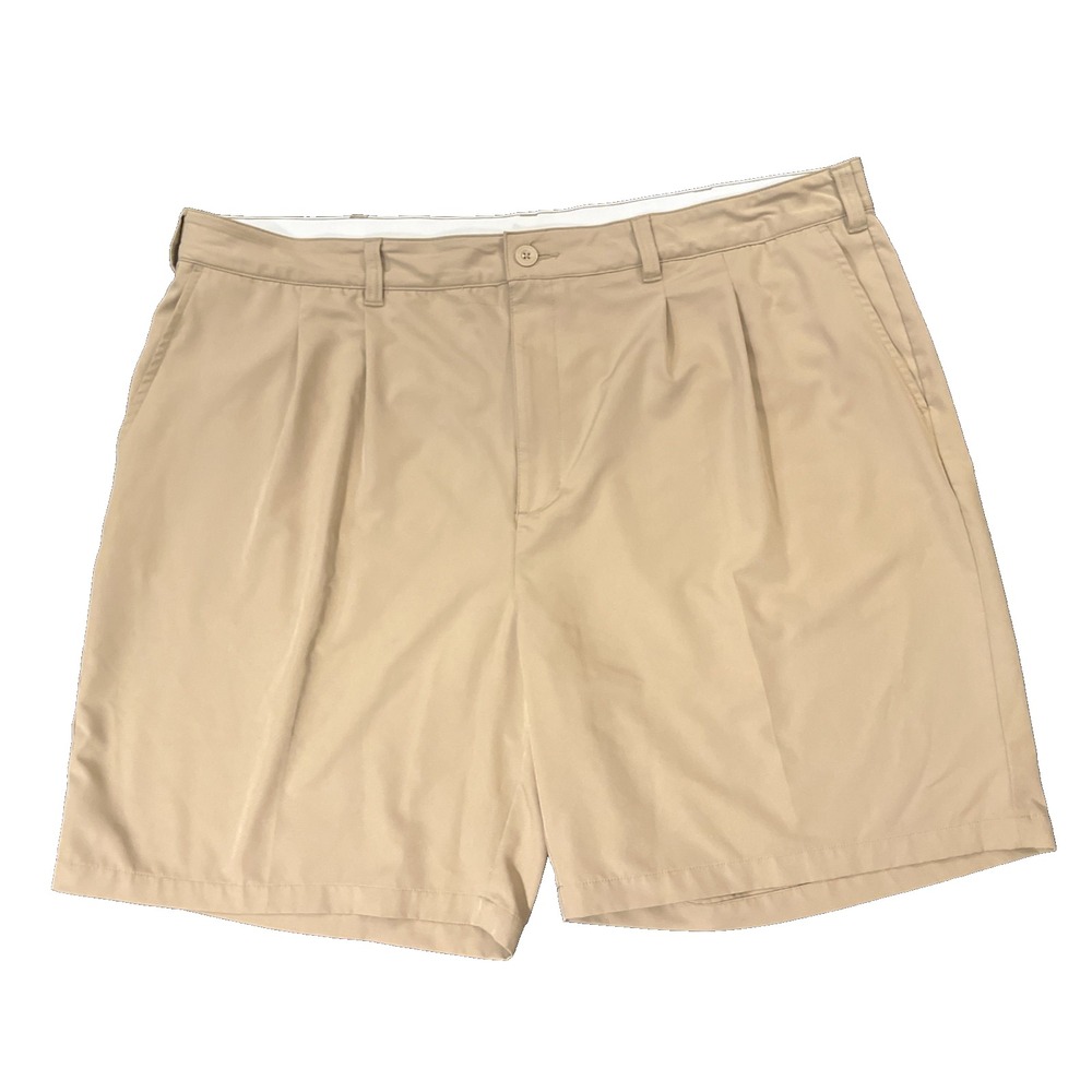 reebok favorite golf shorts men's 46 beige pleated 8.5" inseam